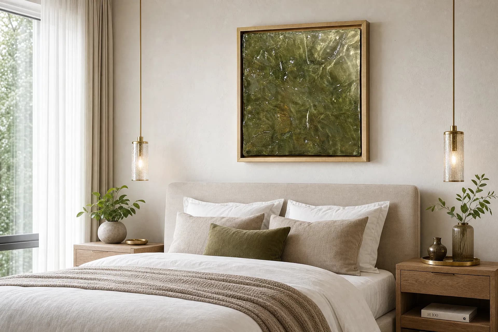 Resin art in a serene bedroom